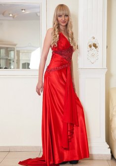 Вечернее платье Н55802. А-силуэт, длинное со шлейфом.