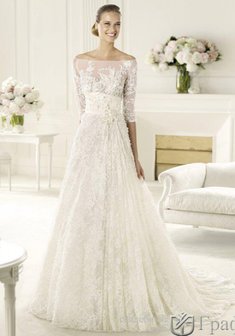 Свадебное платье Г55996. А-силуэт, длинное со шлейфом.